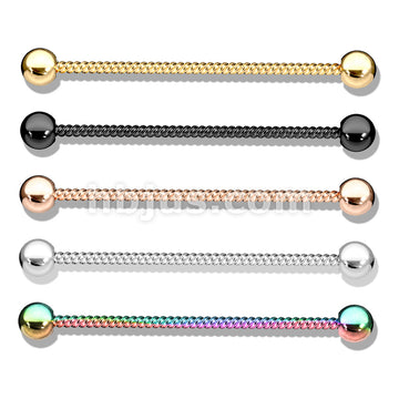 Twisted Rope 316L Surgical Steel Industrial Barbell - Image 9