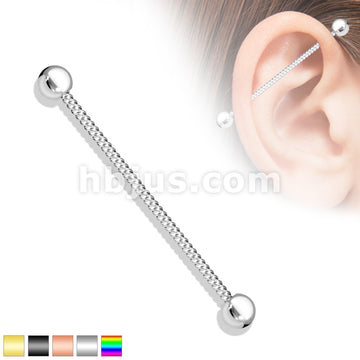 Twisted Rope 316L Surgical Steel Industrial Barbell - Image 2