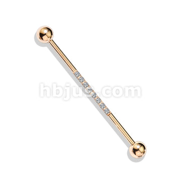 316L Surgical Steel Industrial Barbell with CNC SetLined CZ on Bar - Image 5