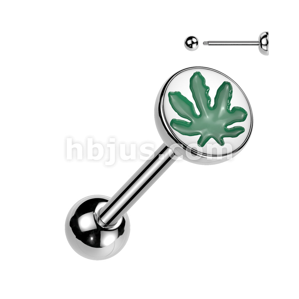 Pot Leaf 316L Surgical Steel Barbell - Image 2