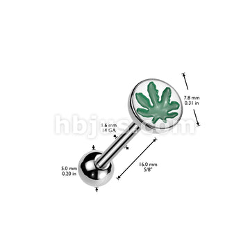Pot Leaf 316L Surgical Steel Barbell - Image 3