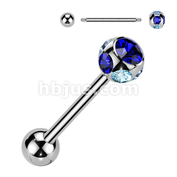 316L Surgical Steel Multi Crystal 316L Stainless Steel Barbell - Image 2