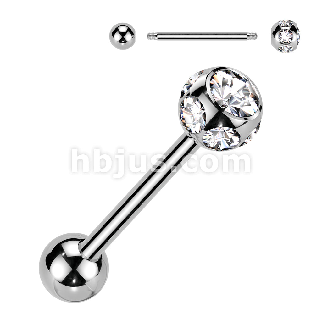 316L Surgical Steel Multi Crystal 316L Stainless Steel Barbell - Image 3