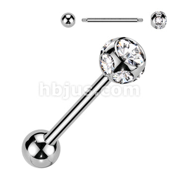 316L Surgical Steel Multi Crystal 316L Stainless Steel Barbell - Image 3