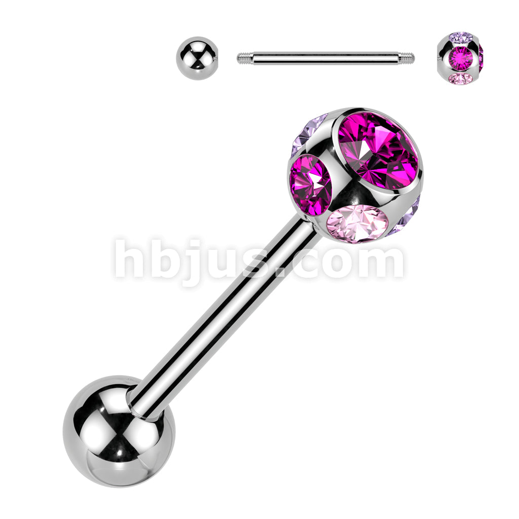 316L Surgical Steel Multi Crystal 316L Stainless Steel Barbell - Image 4