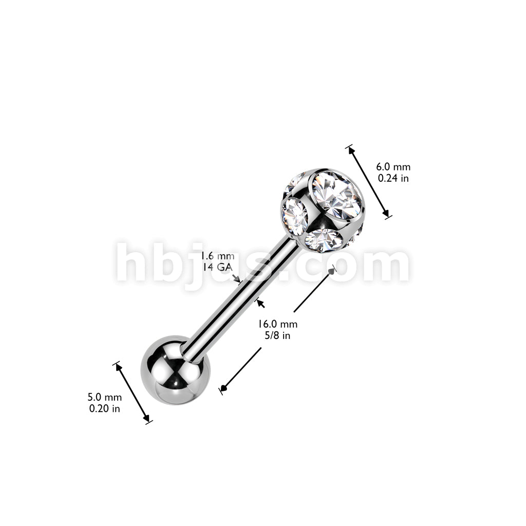 316L Surgical Steel Multi Crystal 316L Stainless Steel Barbell - Image 6