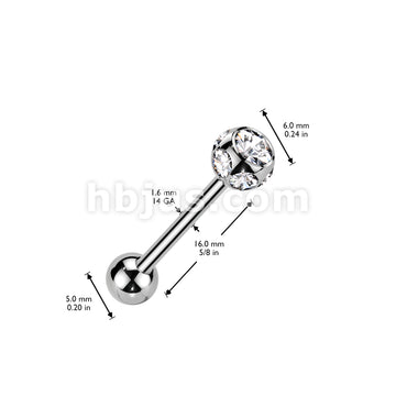 316L Surgical Steel Multi Crystal 316L Stainless Steel Barbell - Image 6