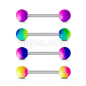 Two Tone Rubber Coating 316L Surgical Steel Barbells - Image 6