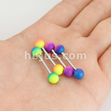 Two Tone Rubber Coating 316L Surgical Steel Barbells - Image 7