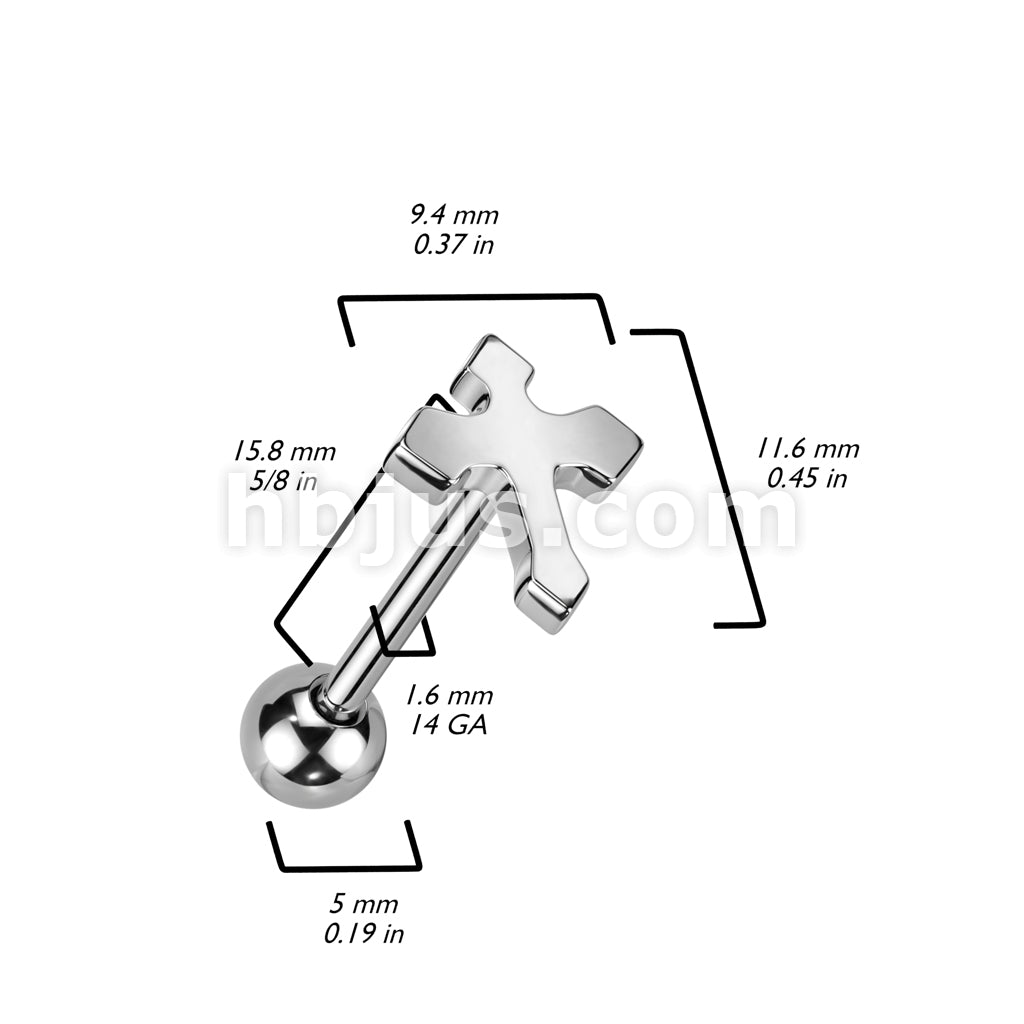 Gothic Cross Top 316L Surgical Steel Barbell - Image 3