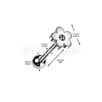 Flower Stainless Steel Top 316L Surgical Steel Barbell - Image 3