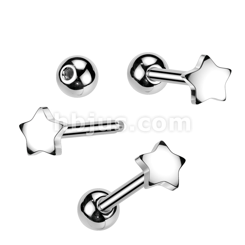 5mm  Stainless Steel Star Top 316L Surgical Steel Barbell