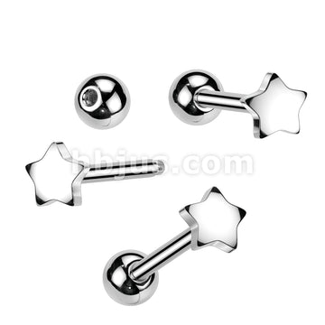 5mm  Stainless Steel Star Top 316L Surgical Steel Barbell