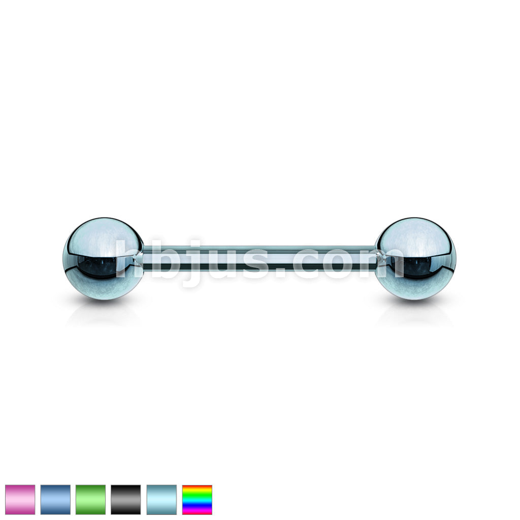 316L Surgical Steel 316L Externally Threaded Titanium IP Plated Barbell - Image 2