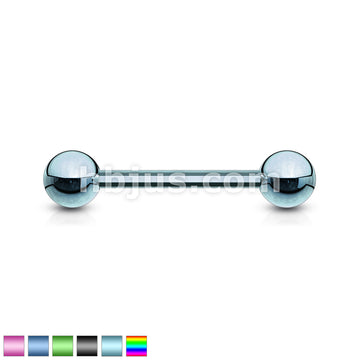 316L Surgical Steel 316L Externally Threaded Titanium IP Plated Barbell - Image 2