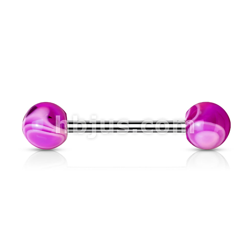 Marble Acrylic Ball 316L Surgical Stainless Steel Barbells With - Image 2