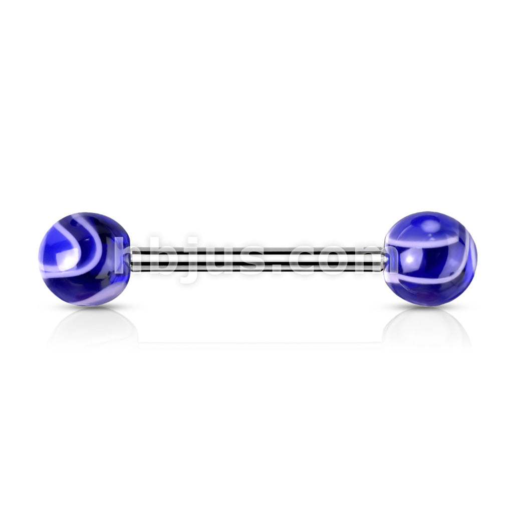 Marble Acrylic Ball 316L Surgical Stainless Steel Barbells With - Image 3
