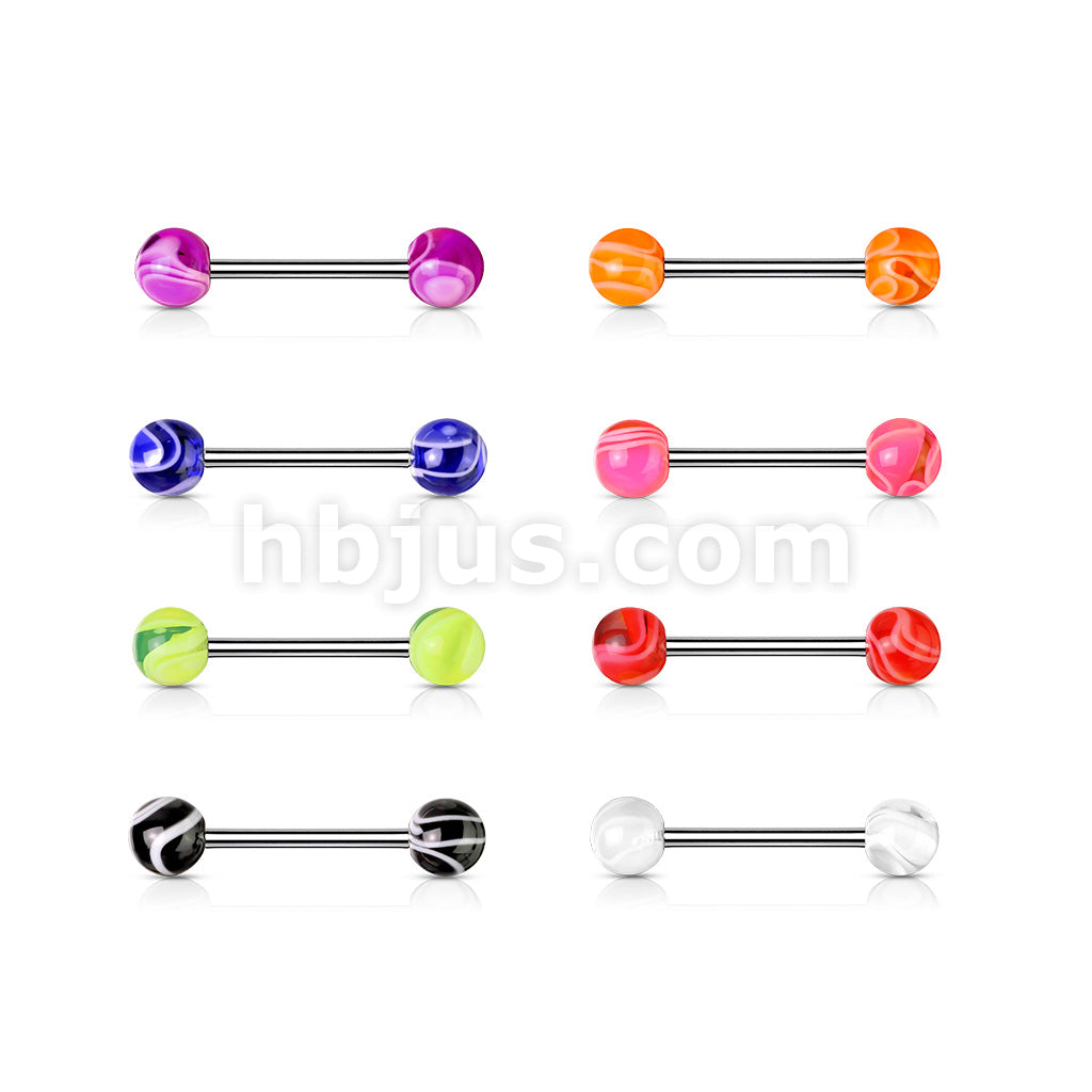 Marble Acrylic Ball 316L Surgical Stainless Steel Barbells With - Image 11