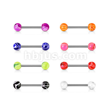 Marble Acrylic Ball 316L Surgical Stainless Steel Barbells With - Image 11