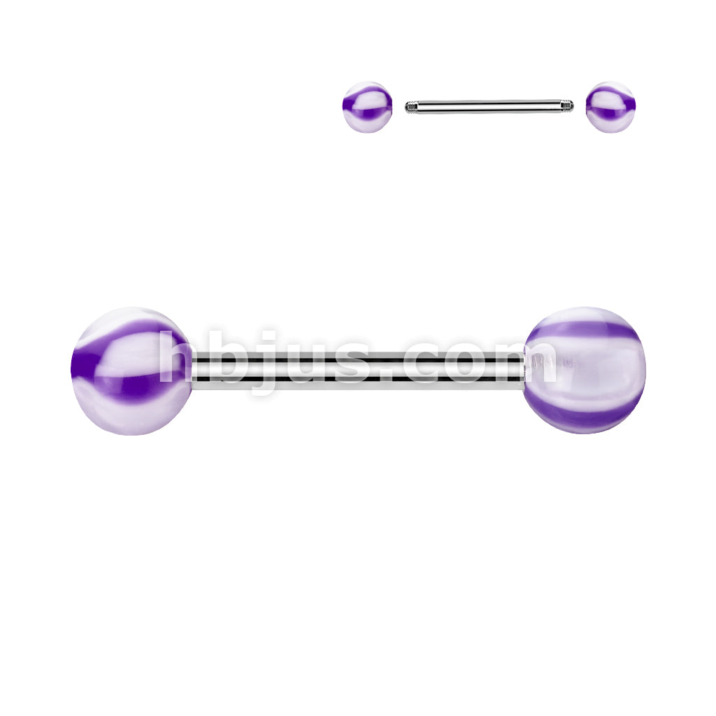 Marble Acrylic Balls Assorted Colored 316L Surgical Steel Barbell - Image 2