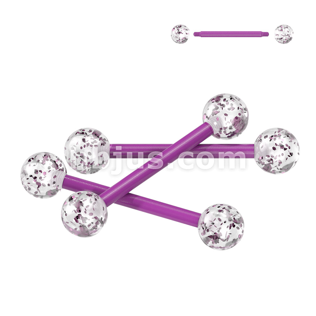 24 Pc Assorted Pack of Bioflex Barbells With Acrylic Glitter Balls - Image 2