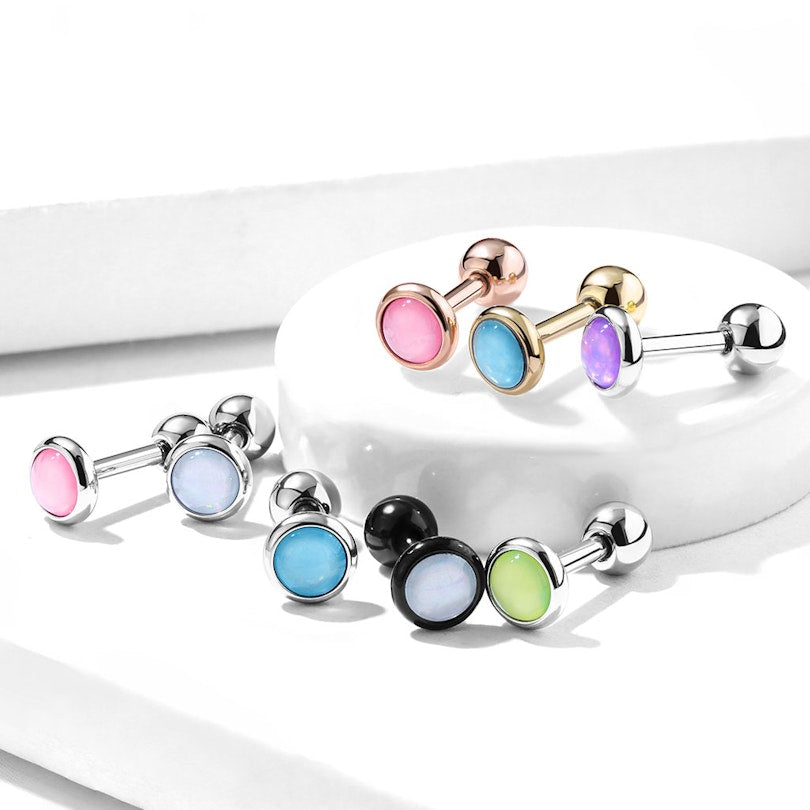 Illuminating Stone Flat Set 316L Surgical Steel Barbell Studs for...