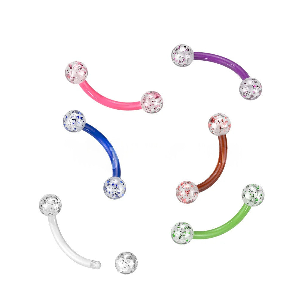 Bioflex Curved Barbells With Acrylic Glitter Balls