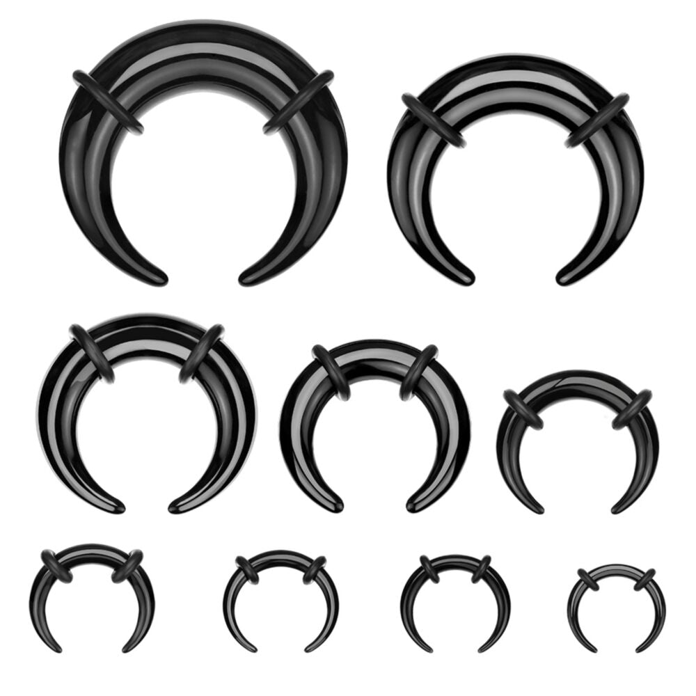 Black Acrylic Bull Taper, Pincher with 2-Black O-Rings