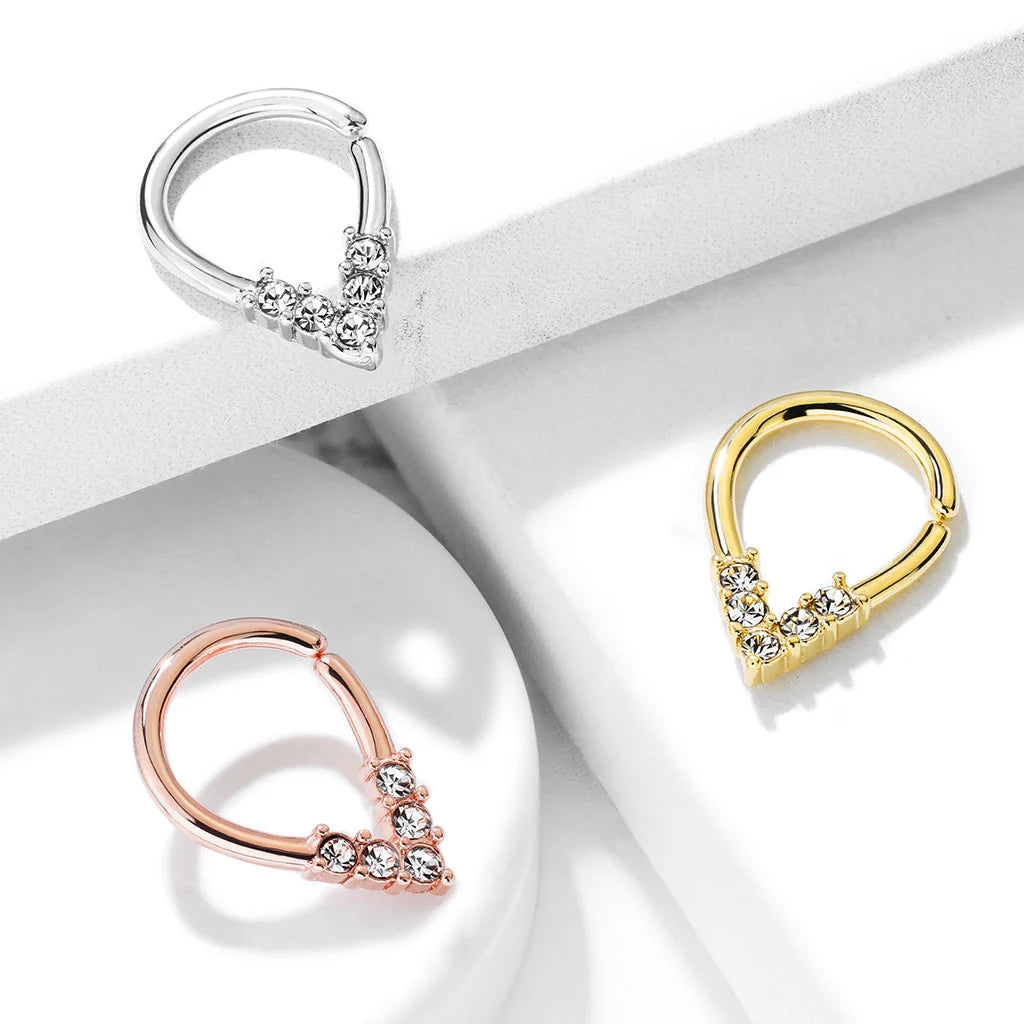Brass 5 CZ Lined Pear Shaped Bendable Cut Ring for Cartilage, Tragus,...