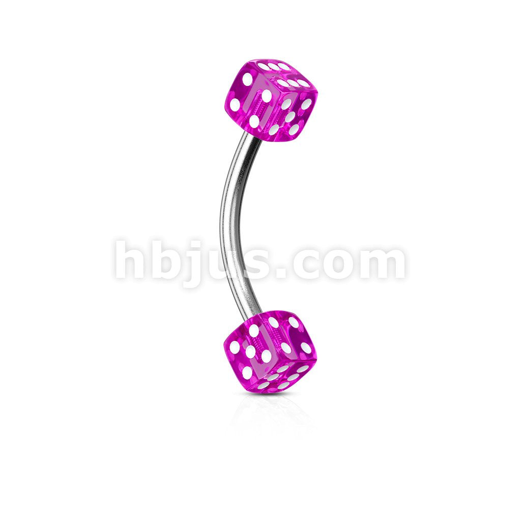 316L Surgical Steel Acrylic Dices 316L Surgical Steel Eyebrow Curve - Image 2