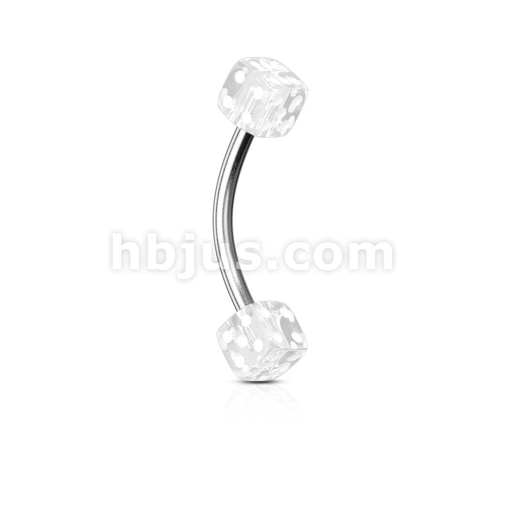 316L Surgical Steel Acrylic Dices 316L Surgical Steel Eyebrow Curve - Image 4