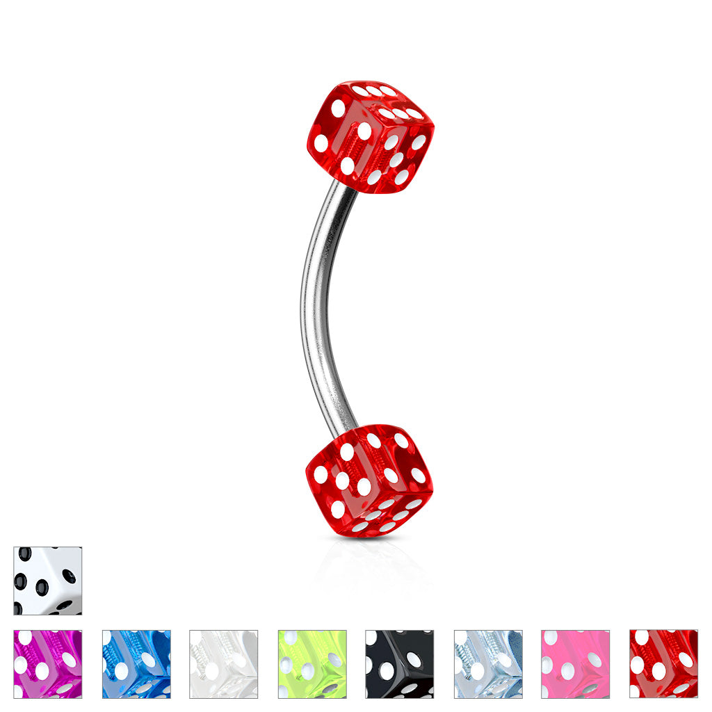 316L Surgical Steel Acrylic Dices 316L Surgical Steel Eyebrow Curve