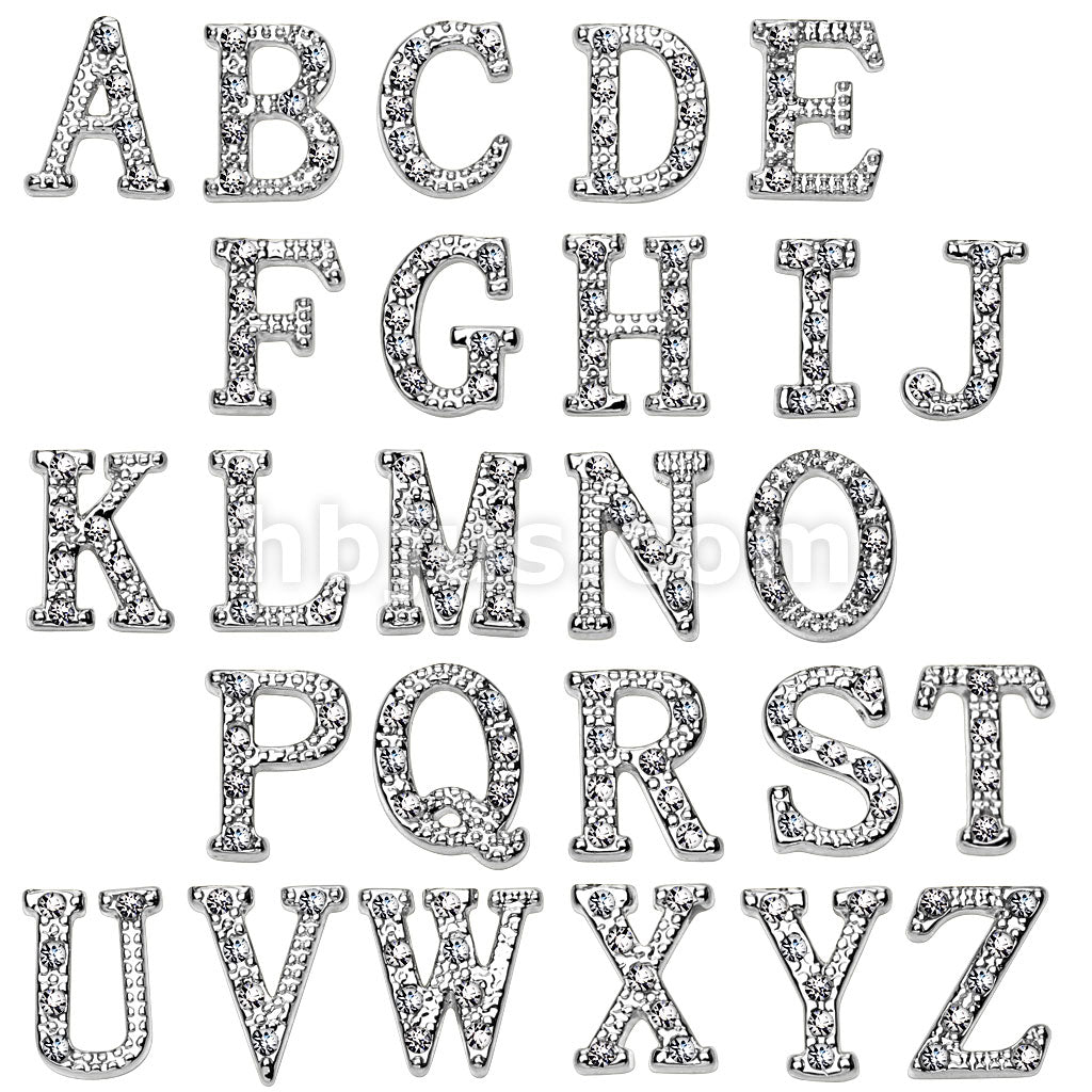 Brass CZ Paved Initial Charms With Lobster Claw for Belly Rings,... - Image 2