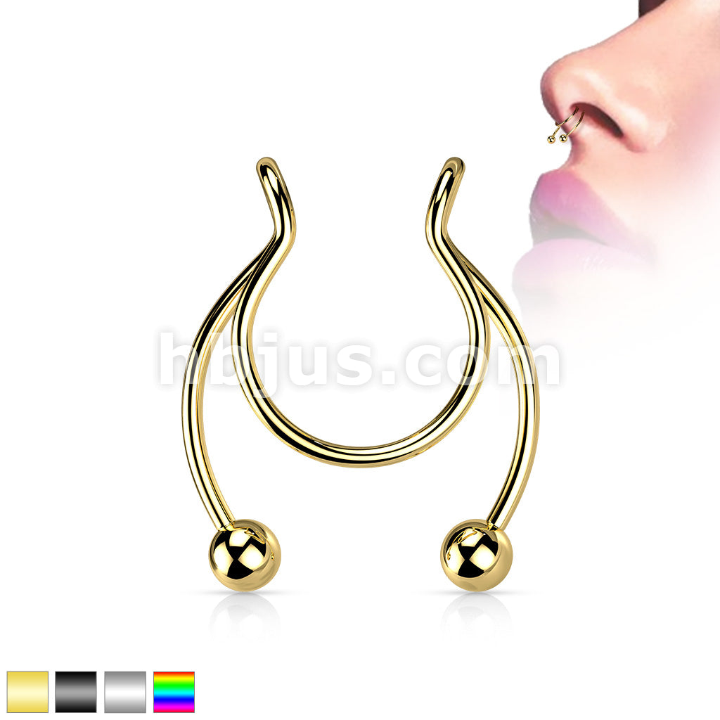 316L Surgical Steel Fake Clip On Horseshoe for Septum, Nipple and Ear - Image 2