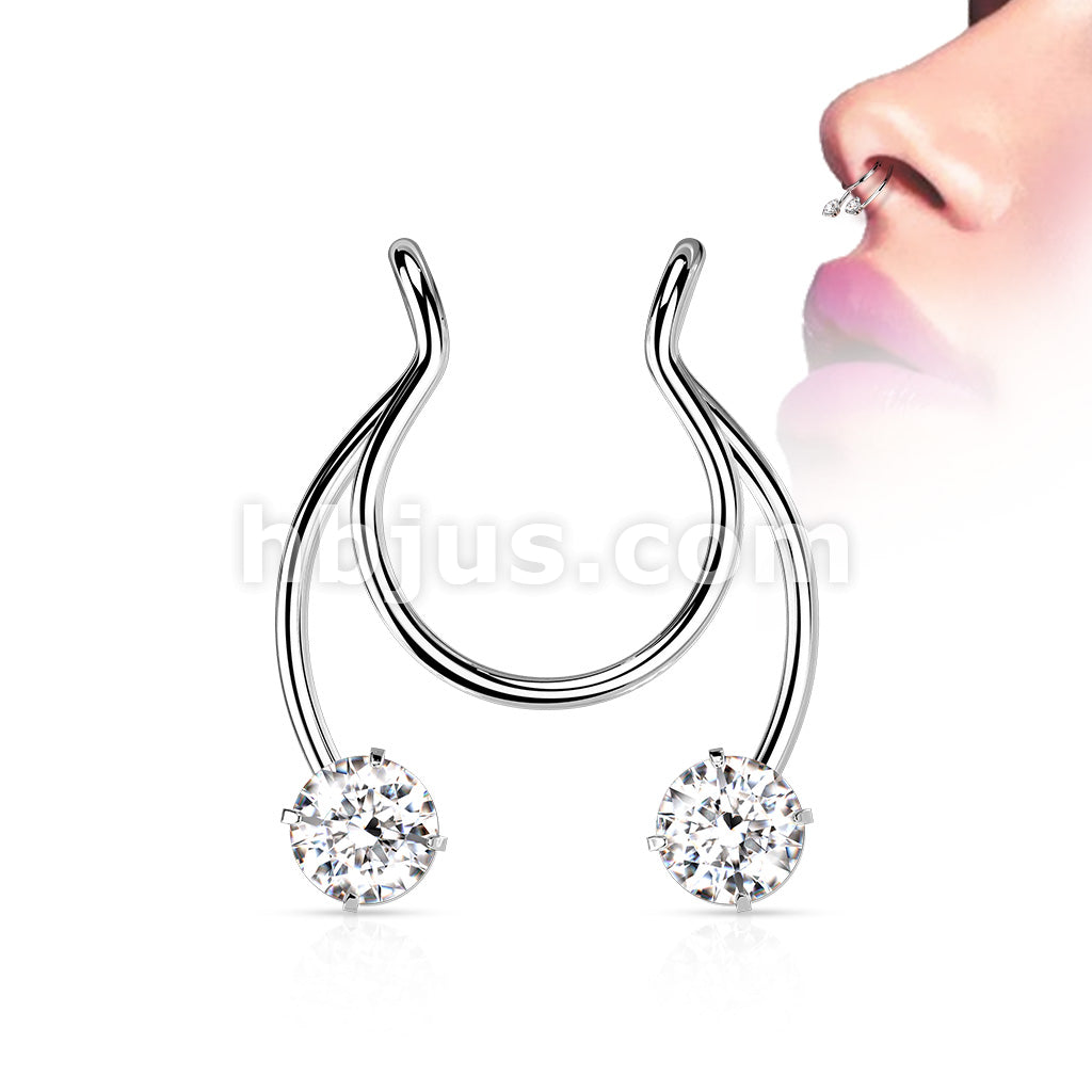 316L Surgical Steel Fake Clip on Horseshoe with Forward Facing Prong... - Image 3