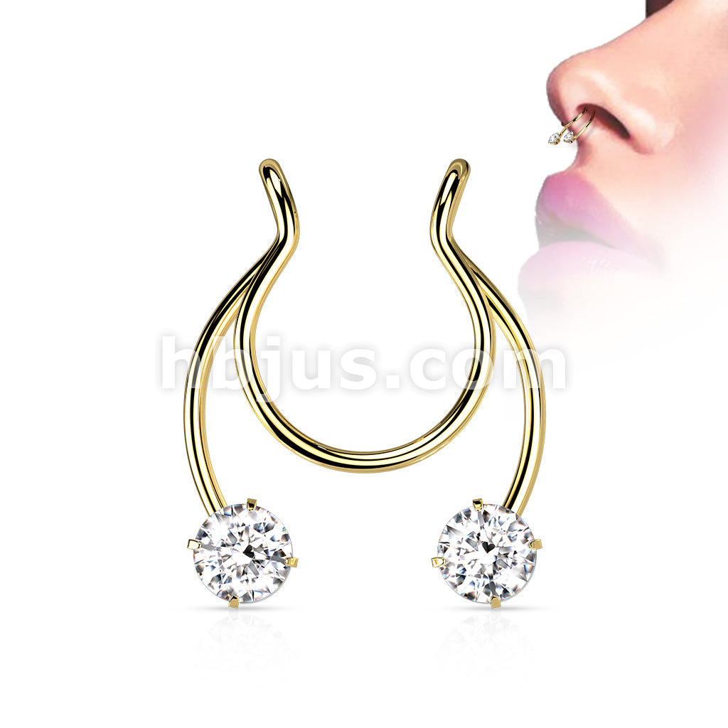 316L Surgical Steel Fake Clip on Horseshoe with Forward Facing Prong... - Image 4