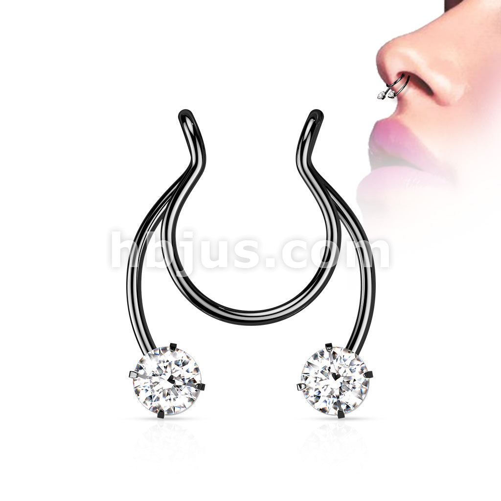 316L Surgical Steel Fake Clip on Horseshoe with Forward Facing Prong... - Image 5