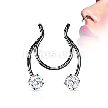 316L Surgical Steel Fake Clip on Horseshoe with Forward Facing Prong... - Image 5