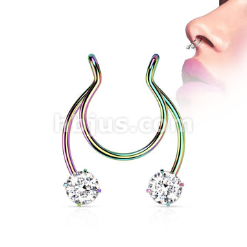 316L Surgical Steel Fake Clip on Horseshoe with Forward Facing Prong... - Image 6