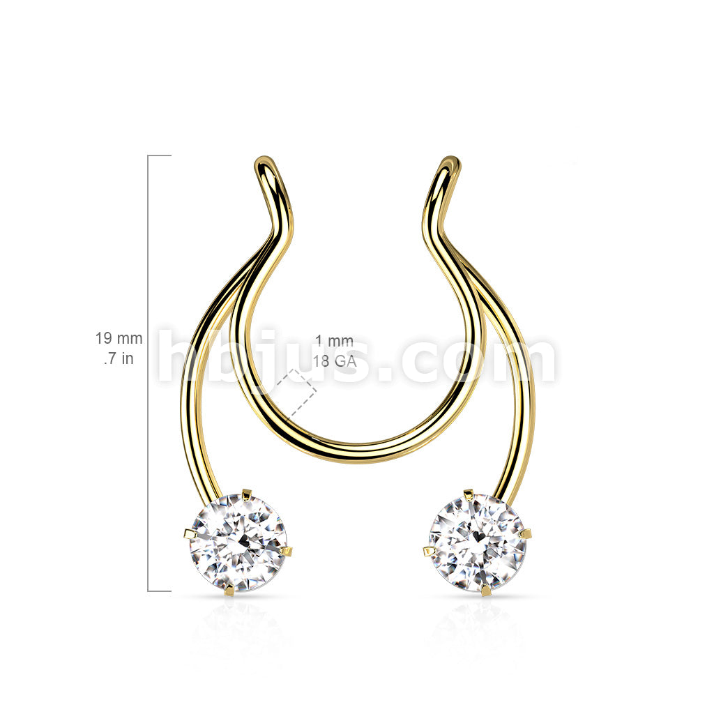 316L Surgical Steel Fake Clip on Horseshoe with Forward Facing Prong... - Image 7
