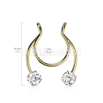 316L Surgical Steel Fake Clip on Horseshoe with Forward Facing Prong... - Image 7
