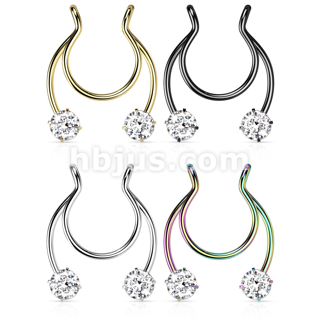 316L Surgical Steel Fake Clip on Horseshoe with Forward Facing Prong... - Image 8