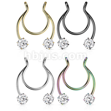 316L Surgical Steel Fake Clip on Horseshoe with Forward Facing Prong... - Image 8