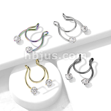 316L Surgical Steel Fake Clip on Horseshoe with Forward Facing Prong...