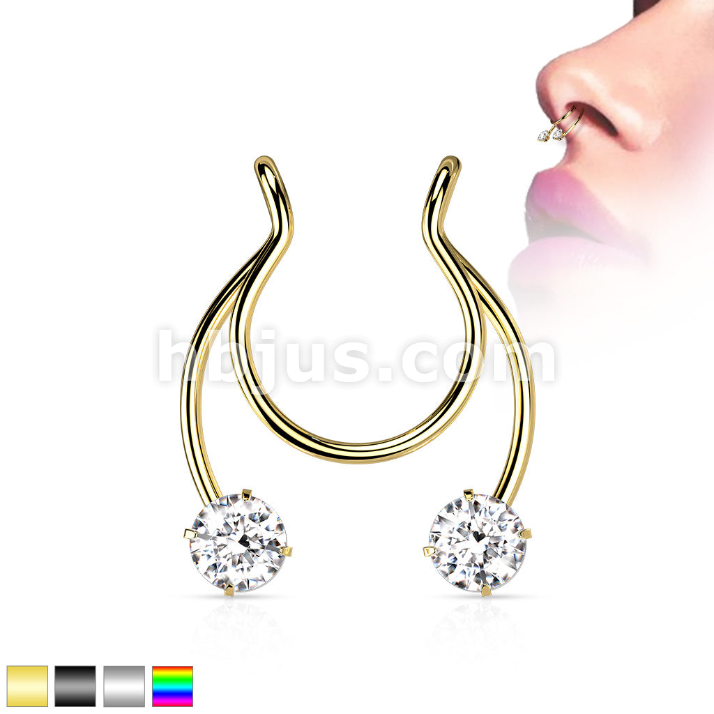316L Surgical Steel Fake Clip on Horseshoe with Forward Facing Prong... - Image 2