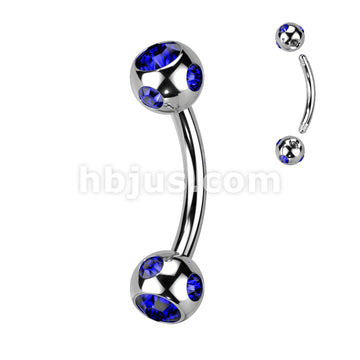 Multi Gemed 4mm Balls 316L Surgical Steel Eyebrow Curve - Image 3