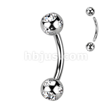 Multi Gemed 4mm Balls 316L Surgical Steel Eyebrow Curve - Image 4