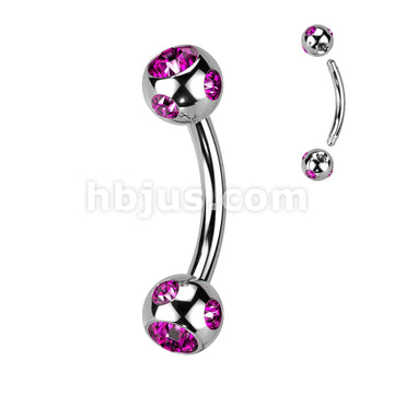 Multi Gemed 4mm Balls 316L Surgical Steel Eyebrow Curve - Image 5
