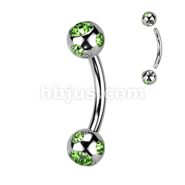 Multi Gemed 4mm Balls 316L Surgical Steel Eyebrow Curve - Image 6