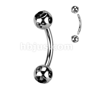 Multi Gemed 4mm Balls 316L Surgical Steel Eyebrow Curve - Image 7